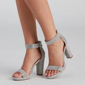 Rhinestone Radiance Block Heels